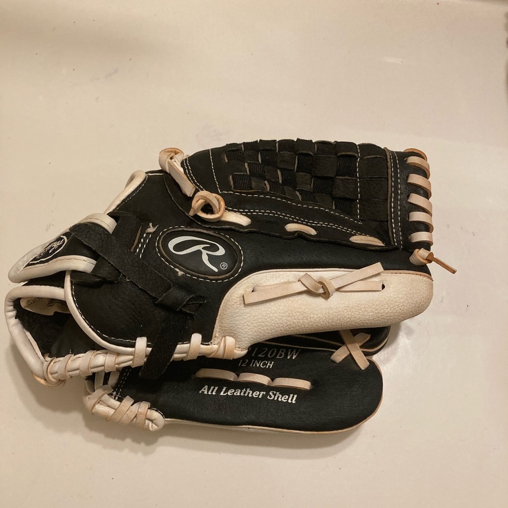 Rawlings Black & White Leather Glove Baseball 12” Baseball Softball Teen Adult